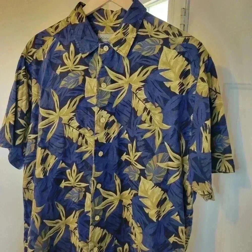 Eddie Bauer Linen & Cotton Floral Short Sleeve Button Up, Size‎ M - Picture 3 of 8